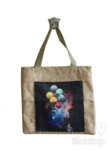 Balon Gezegenler Cepli Bez Çanta Kod - 220020