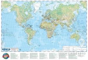 Dünya Siyasi - Fiziki Haritası 50x70 (Çift Taraflı)