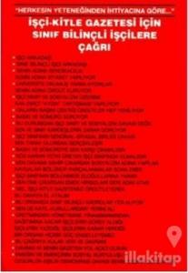 İşçi-Kitle Gazetesi İçin Sınıf Bilinçli İşçilere Çağrı