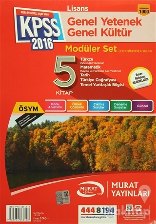2016 KPSS Lisans Genel Yetenek Genel Kültür Konu Anlatımlı Modüler Set (5 Kitap Takım)
