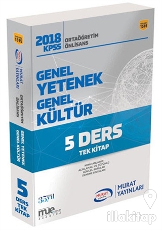 2018 KPSS Ortaöğretim Ön Lisans Genel Yetenek Genel Kültür 5 Ders Tek 