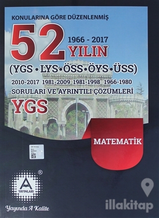 2018 YGS Matematik Konularına Göre Düzenlenmiş 52 Yılın Soruları ve Ay