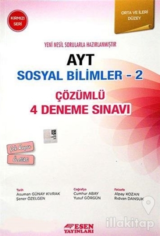 AYT Sosyal Bilimler - 2 Çözümlü 4 Deneme Sınavı - Kırmızı Seri
