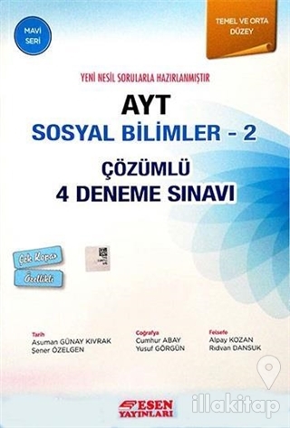 AYT Sosyal Bilimler - 2 Çözümlü 4 Deneme Sınavı - Mavi Seri