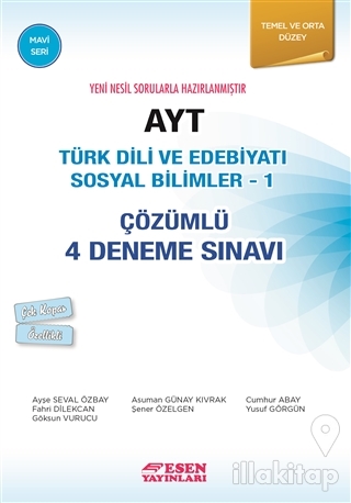 AYT Türk Dili ve Edebiyatı Sosyal Bilimler - 1 Çözümlü 4 Deneme Sınavı (Mavi Seri)