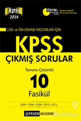 Pegem 2014 KPSS Lise ve Önlisans Mezunları İçin Tamamı Çözümlü 2004 - 