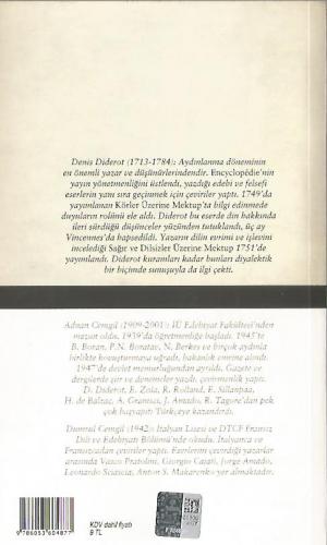 Körler Üzerine Mektup - Sağır ve Dilsizler Üzerine Mektup Denis Didero