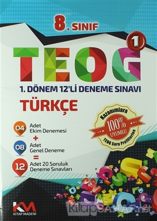 8. Sınıf Teog - 1 Türkçe 1. Dönem 12'li Deneme Sınavı - Kolektif- | Ye