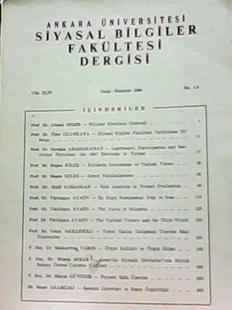 Ankara Üniversitesi Siyasal Bilgiler Fakültesi Dergisi - Cilt: XLIV, N