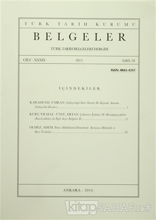 Belgeler - Türk Tarih Belgeleri Dergisi Sayı:38 Cilt:34 - KOLLEKTİF- |