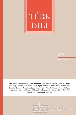Türk Dili Dil ve Edebiyat Dergisi Sayı: 815 Kasım 2019 - Kolektif | Ye