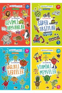 İlk Kelimelerle Öğreniyorum Seti - Türkçe Ingilizce - 128 Çıkartma - 4 Kitap