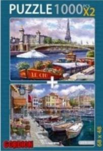 Cafe In Cassis Along The Seine; 2X1000 Parça Puzzle Takım