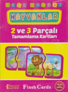 Eğitici Flash Card Book Okul Öncesi Hayvanlar 2 ve  3 Parçalı Tamamlama Kartları