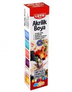 Lets Akrilik Boya Metalik Renkler 25mg. 6 Renk