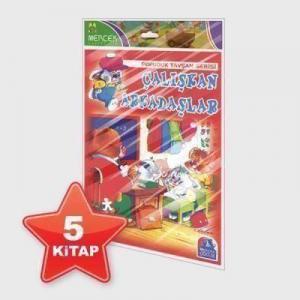 Mercek 1. Sınıflar İçin-Pofuduk Tavşan Serisi Düz Yazılı Poşetli-5 Kitap