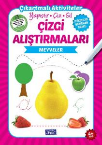 Çizgi Alıştırmaları - Meyveler; Yapıştır - Çiz - Sil