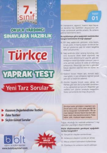 7. Sınıf Türkçe Yaprak Test