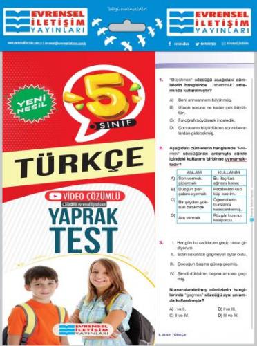 Evrensel 5. Sınıf Türkçe Yeni Nesil Yaprak Test-YENİ
