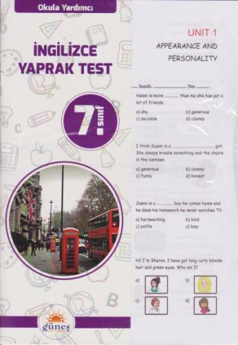 Güneş 7. Sınıf İngilizce Yaprak Test