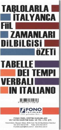 Tablolarla İtalyanca Fiil Zamanları Dilbilgisi Özeti Kolektif