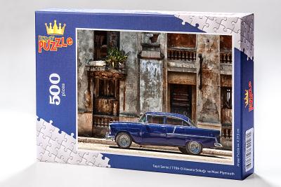Taşıt Serisi - Havana Sokağı  ve Mavi Plymouth 500 Parça Puzzle
