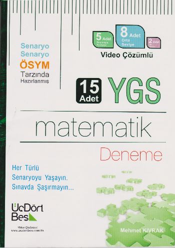Üçdörtbeş YGS Matematik Video Çözümlü 15 Deneme Mehmet Kıvrak