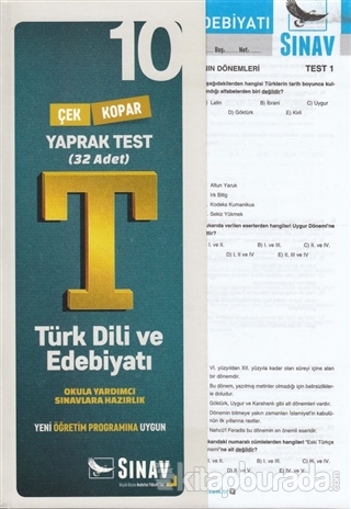 10. Sınıf Türk Dili ve Edebiyatı Yaprak Test Kolektif