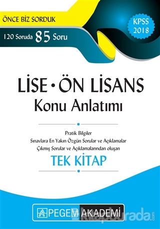 2018 KPSS Lise Ön Lisans Konu Anlatımı Tek Kitap
