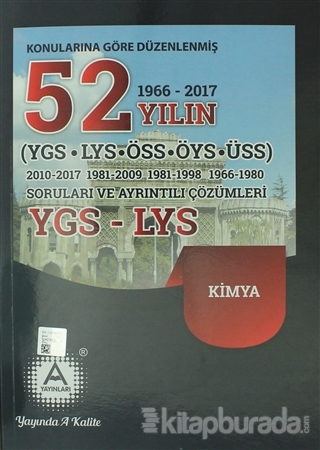 2018 LYS Kimya Konularına Göre Düzenlenmiş 52 Yılın Soruları ve Ayrıntılı Çözümleri