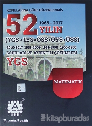 2018 YGS Matematik Konularına Göre Düzenlenmiş 52 Yılın Soruları ve Ay