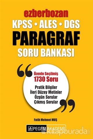 2019 KPSS ALES DGS Ezberbozan Paragraf Soru Bankası Fatih Mehmet Muş
