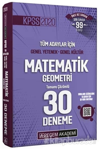 2020 KPSS Genel Yetenek Genel Kültür Matematik - Geometri 30 Deneme Ko