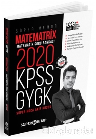 2020 Süper Memur KPSS - GYGK Matematrix Matematik Soru Bankası Akif Ku