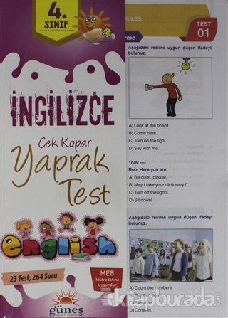 4. Sınıf İngilizce Çek Kopar Yaprak Test