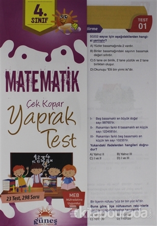 4. Sınıf Matematik Çek Kopar Yaprak Test Kolektif