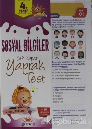 4. Sınıf Sosyal Bilgiler Çek Kopar Yaprak Test