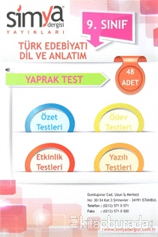 9. Sınıf Türk Edebiyatı Dil ve Anlatım Yaprak Test