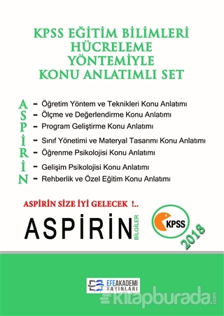 Aspirin Bilgiler 2018 KPSS Eğitim Bilimleri Hücreleme Yöntemiyle Konu Anlatımlı Set