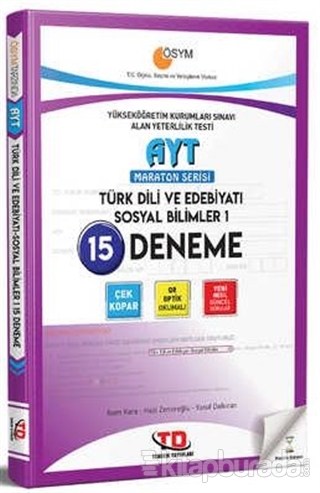 AYT Maraton Serisi Türk Dili Ve Edebiyatı Sosyal Bilimleri 1 - 15 Deneme