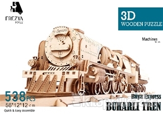 Buharlı Tren Ahşap 3D Wooden Puzzle