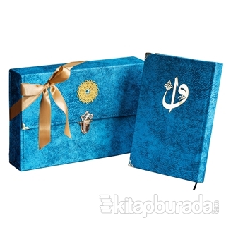 Çantalı - Orta Boy Nubuk Kur'an-ı Kerim (Mavi, Vavlı, Mühürlü)