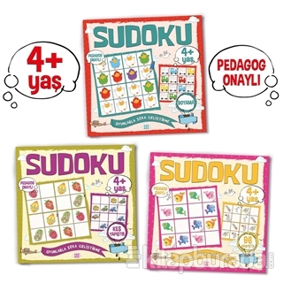 Çocuklar İçin Sudoku Seti (4+ Yaş) (3 Kitap Takım) Kolektif