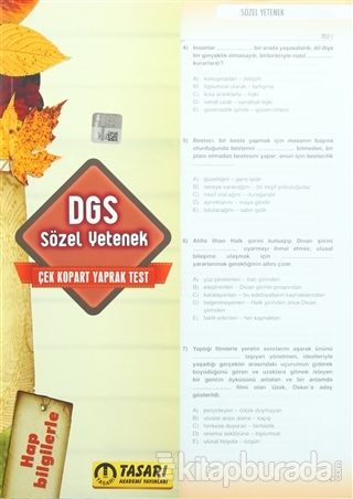DGS Çek Kopart Yaprak Test Sözel Yetenek 2016 %15 indirimli Kolektif