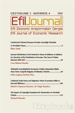Efil Ekonomi Araştırmaları Dergisi Cilt: 2 Sayı: 6 Kolektif