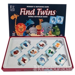 Find Twins Hafıza ve Eşleştirme Oyunu - Sevimli Hayvanlar Büyük 54 Parça