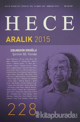 Hece Aylık Edebiyat Dergisi Sayı : 228 - Aralık 2015