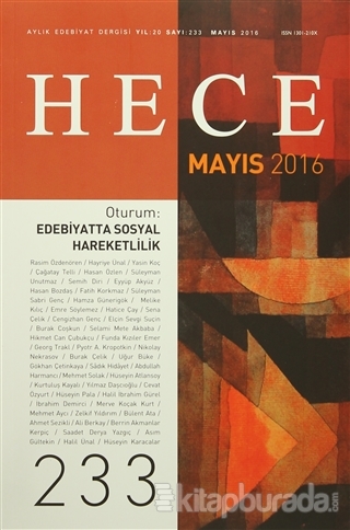 Hece Aylık Edebiyat Dergisi Sayı : 233 - Mayıs 2016