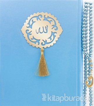 İnci Tesbih Hediyeli Kur'an'ı Kerim (Mavi) (Ciltli)