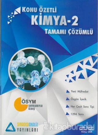 LYS Kimya Tamamı Çözümlü Konu Özetli %15 indirimli Cevdet Özsever